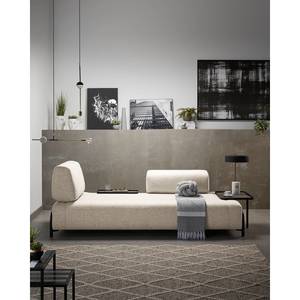 Sofa Matt (3-Sitzer) Flachgewebe Badra: Beige - Tablett