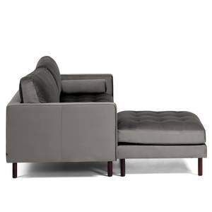 Ecksofa Monza Samt - Samt Juin: Grau - Breite: 222 cm - Longchair davorstehend links