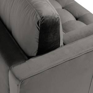 Ecksofa Monza Samt - Samt Juin: Grau - Breite: 222 cm - Longchair davorstehend links