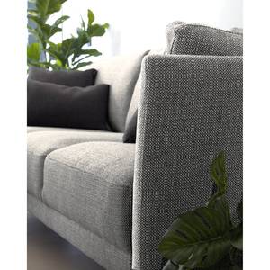 Ecksofa Parma Chenille - Chenille Munli: Hellgrau - Longchair davorstehend links - Buche Hell