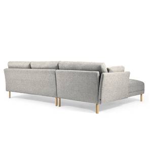 Ecksofa Parma Chenille - Chenille Munli: Hellgrau - Longchair davorstehend links - Buche Hell