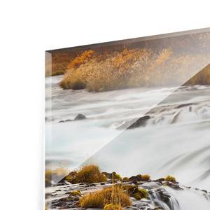 Glasbild Brúarfoss Wasserfall in Island Weiß - 30 x 80 x 0,4 cm - 30 x 80 cm