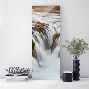 Glasbild Brúarfoss Wasserfall in Island Weiß - 30 x 80 x 0,4 cm - 30 x 80 cm