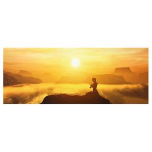 Glasbild Yoga Meditation Gelb - 125 x 50 x 0,4 cm
