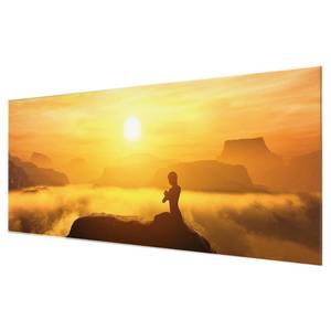 Glasbild Yoga Meditation Gelb - 125 x 50 x 0,4 cm