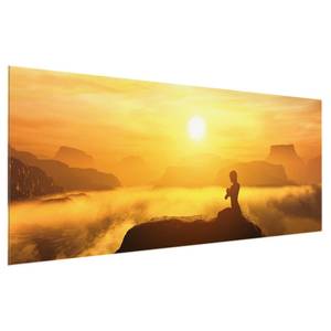 Glasbild Yoga Meditation Gelb - 125 x 50 x 0,4 cm