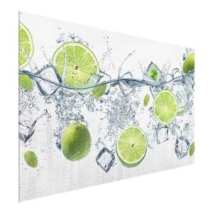 Glasbild Erfrischende Limette Weiß - 125 x 50 x 0,4 cm - 125 x 50 cm
