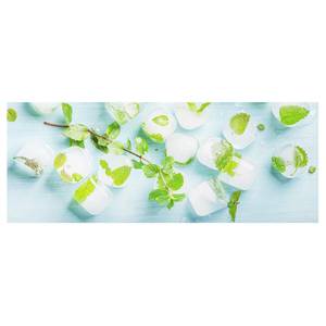Glasbild Eiswürfel mit Minzblättern Grün - 80 x 30 x 0,4 cm - 80 x 30 cm