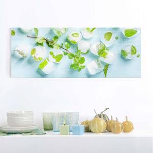 Glazen afbeelding IJsblokjes met Munt groen - 80 x 30 x 0,4 cm - 80 x 30 cm