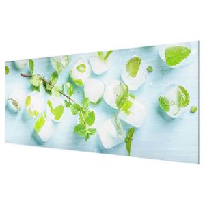 Glazen afbeelding IJsblokjes met Munt groen - 80 x 30 x 0,4 cm - 80 x 30 cm