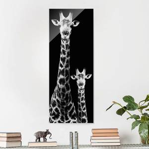 Glazen afbeelding Giraffen Duo zwart/wit - 50 x 125 x 0,4 cm