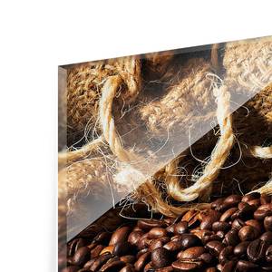 Glasbild Kaffee am Morgen Braun - 125 x 50 x 0,4 cm