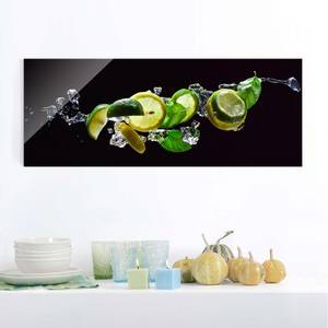 Glazen afbeelding Mojito Ingrediënten zwart - 80 x 30 x 0,4 cm - 80 x 30 cm