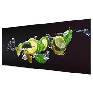 Glazen afbeelding Mojito Ingrediënten zwart - 80 x 30 x 0,4 cm - 80 x 30 cm