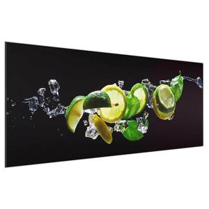 Glazen afbeelding Mojito Ingrediënten zwart - 80 x 30 x 0,4 cm - 80 x 30 cm