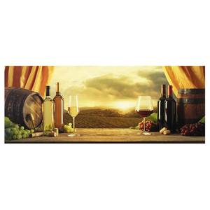 Glasbild Wein mit Ausblick Gelb - 125 x 50 x 0,4 cm - 125 x 50 cm