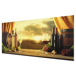 Glasbild Wein mit Ausblick Gelb - 125 x 50 x 0,4 cm - 125 x 50 cm