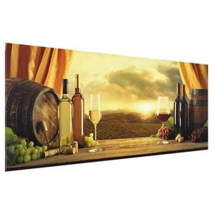 Glasbild Wein mit Ausblick Gelb - 125 x 50 x 0,4 cm - 125 x 50 cm