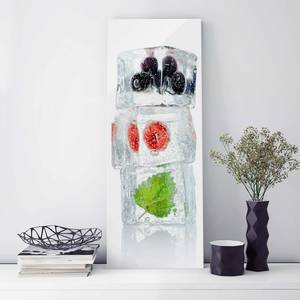 Glasbild Himbeere Melisse & Blaubeeren Mehrfarbig - 50 x 125 x 0,4 cm