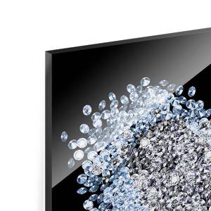 Glazen afbeelding Diamant Hart zwart/wit - 80 x 30 x 0,4 cm - 80 x 30 cm