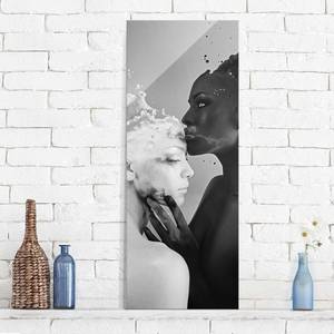 Glasbild Milch & Kaffee Kuss Weiß - 125 x 50 x 0,4 cm