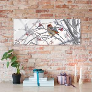 Glazen afbeelding Vogel in Boom wit - 125 x 50 x 0,4 cm