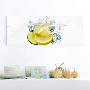 Quadro di vetro Limone e lime Bianco - 125 x 50 x 0,4 cm