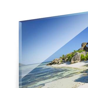 Glasbild Traumstrand Seychellen Blau - 80 x 30 x 0,4 cm - 80 x 30 cm