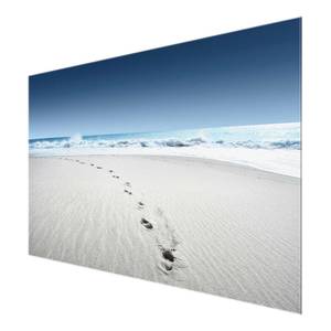 Glasbild Spuren im Sand Blau - 80 x 30 x 0,4 cm - 80 x 30 cm