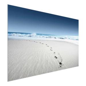 Glasbild Spuren im Sand Blau - 80 x 30 x 0,4 cm - 80 x 30 cm