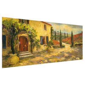 Glazen afbeelding Italiaanse Landschap geel - 80 x 30 x 0,4 cm - 80 x 30 cm
