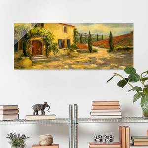 Glasbild Italienische Landschaft Gelb - 125 x 50 x 0,4 cm - 125 x 50 cm