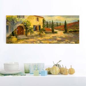 Quadro di vetro Paesaggio italiano Giallo - 125 x 50 x 0,4 cm - 125 x 50 cm