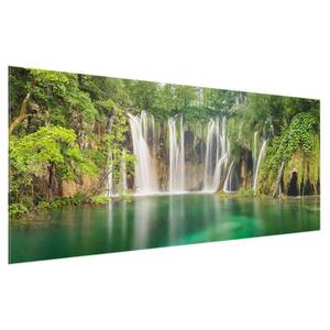 Glazen afbeelding Waterval groen - 125 x 50 x 0,4 cm - 125 x 50 cm