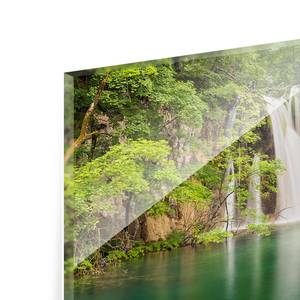 Glazen afbeelding Waterval groen - 125 x 50 x 0,4 cm - 125 x 50 cm