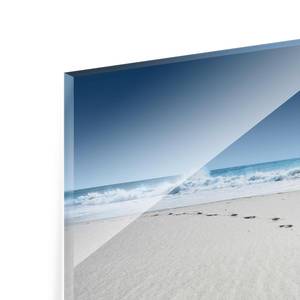 Quadro di vetro Orme nella sabbia Blu - 125 x 50 x 0,4 cm - 125 x 50 cm