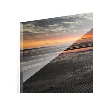 Glasbild Sonnenaufgang im Watt Orange - 125 x 50 x 0,4 cm