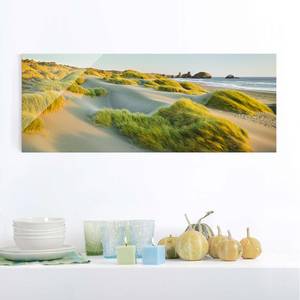 Tableau en verre Dunes et bord de mer Vert - 125 x 50 x 0,4 cm - 125 x 50 cm