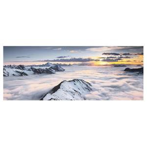 Glazen afbeelding Wolken en Bergen wit - 125 x 50 x 0,4 cm - 125 x 50 cm