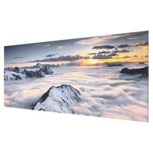 Glazen afbeelding Wolken en Bergen wit - 125 x 50 x 0,4 cm - 125 x 50 cm