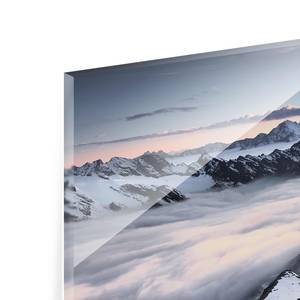 Glasbild Blick über Wolken und Berge Weiß - 80 x 30 x 0,4 cm - 80 x 30 cm