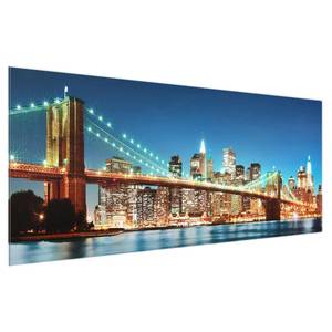 Quadro di vetro Nighttime Manhattan Blu - 125 x 50 x 0,4 cm - 125 x 50 cm