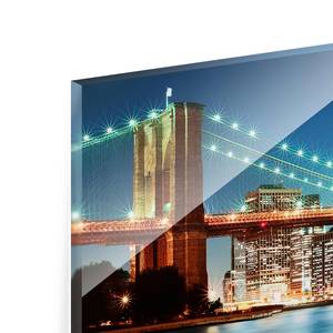 Glazen afbeelding Manhattan Bridge blauw - 125 x 50 x 0,4 cm - 125 x 50 cm