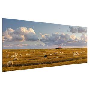 Glazen afbeelding Noordzee Vuurtoren groen - 80 x 30 x 0,4 cm - 80 x 30 cm