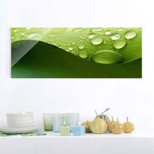 Glazen afbeelding Drops of Nature groen - 125 x 50 x 0,4 cm - 125 x 50 cm