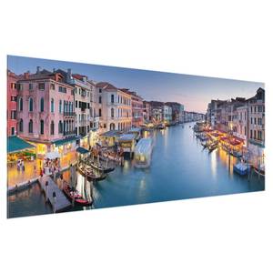 Glasbild Abendstimmung auf Canal Grande Mehrfarbig - 125 x 50 x 0,4 cm - 125 x 50 cm