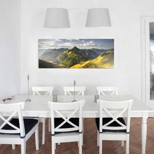 Glasbild Berge der Lechtaler Alpen Grün - 125 x 50 x 0,4 cm