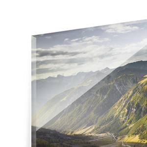 Glasbild Berge der Lechtaler Alpen Grün - 125 x 50 x 0,4 cm