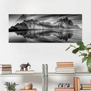Quadro di vetro Paesaggio islandese Nero / Bianco - 125 x 50 x 0,4 cm - 125 x 50 cm