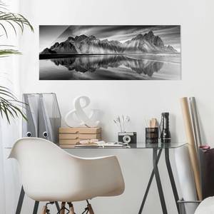 Quadro di vetro Paesaggio islandese Nero / Bianco - 80 x 30 x 0,4 cm - 80 x 30 cm